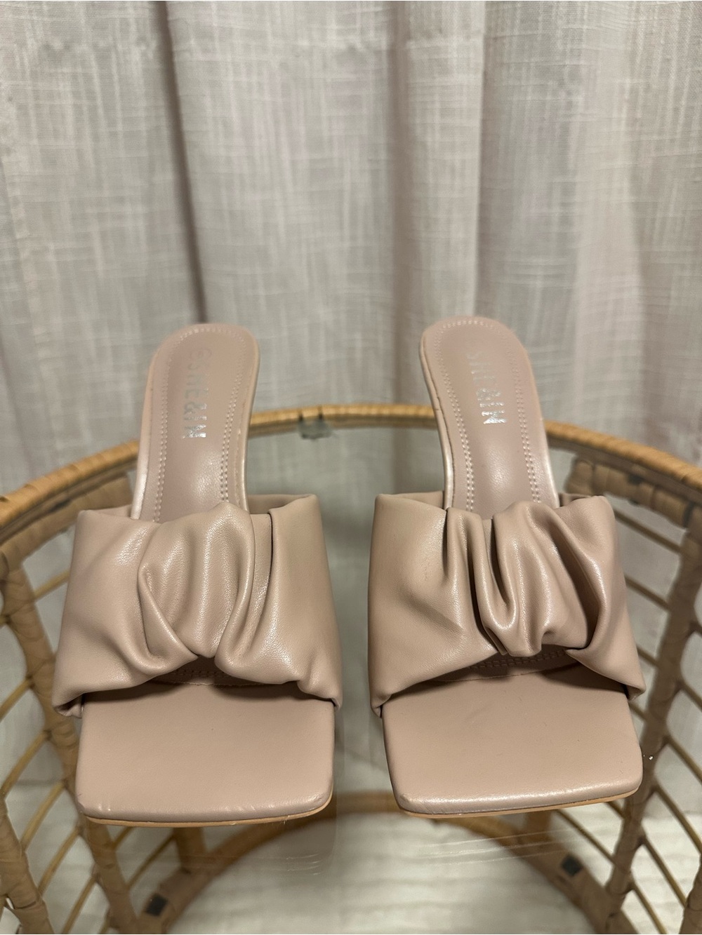 SHEIN Nude Ruched Square- Toe Kitten Heels - Picture 2 of 6